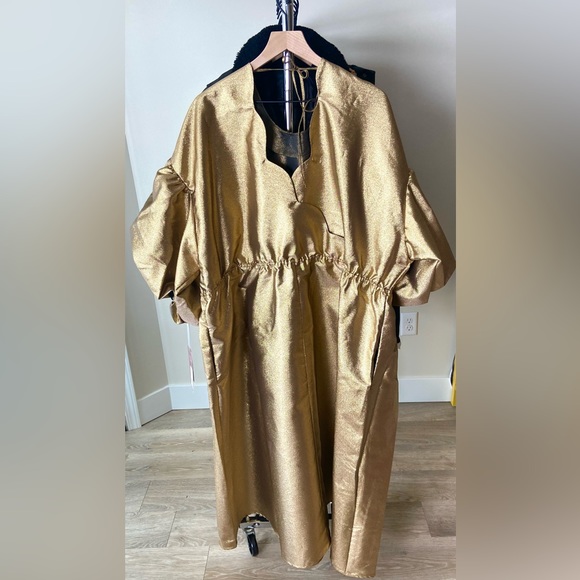 🔖 KIKA VARGAS x Target Women's Puff Sleeve Scallop Back Midi Dress - Gold - Picture 10 of 15